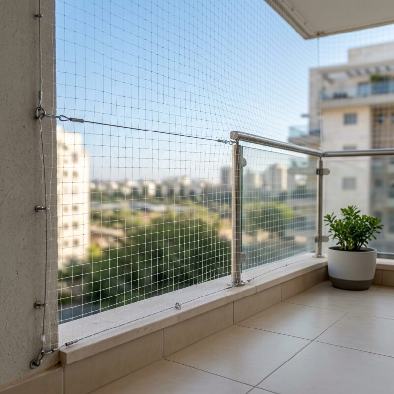 התקנת רשת יונים - דוגמה להתקנת רשת יונים - כך תשמרו על מרפסת נקיי...